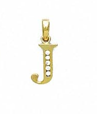 
14k Yellow Gold 1.5 mm Round Cubic Zirconia Initial J Pendant
