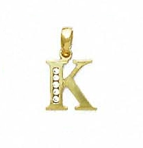 
14k Yellow Gold 1.5 mm Round Cubic Zirconia Initial K Pendant
