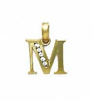 
14k Yellow Gold 1.5 mm Round Cubic Zirconia Initial M Pendant
