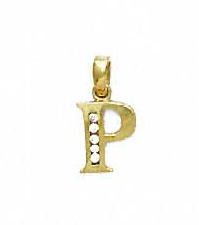 
14k Yellow Gold 1.5 mm Round Cubic Zirconia Initial P Pendant
