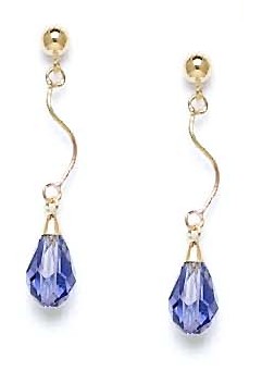 
14k Yellow Gold 9x6 mm Briolette Light-Iridescent Crystal Earrings
