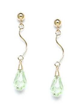 
14k Yellow Gold 9x6 mm Briolette Light-Azore Crystal Earrings
