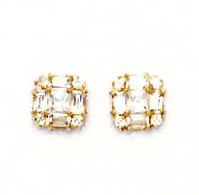 
14k Yellow Princess Round and Baguette Cubic Zirconia Earrings
