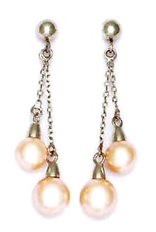 
14k 6 and 7 mm Round Light-Cream Crystal Pearl Earrings
