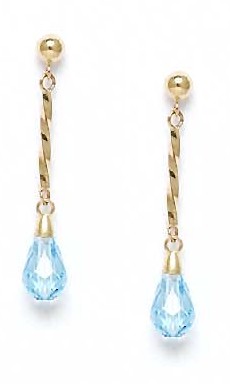 
14k Yellow Gold 9x6 mm Briolette Light Crystal Earrings
