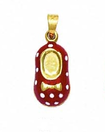 
14k Yellow Gold Red Enamel Shoe Pendant
