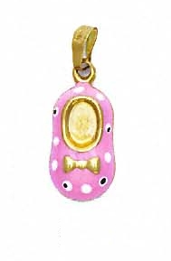 
14k Yellow Gold Pink Enamel Shoe Pendant
