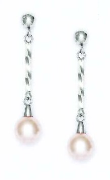 
14k White 7 mm Round Light-Cream Crystal Pearl Earrings
