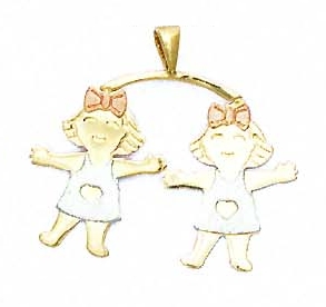 
14k Two-Tone Gold Girl-Girl Pendant
