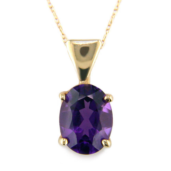 
14k Yellow 9x7 mm Oval Amethyst Pendant
