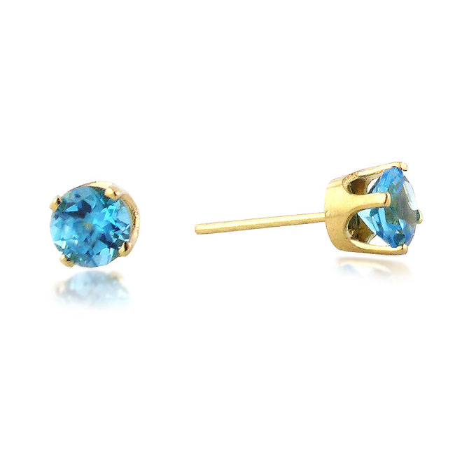 
14k Yellow 4 mm Round Blue Topaz Stud Earrings
