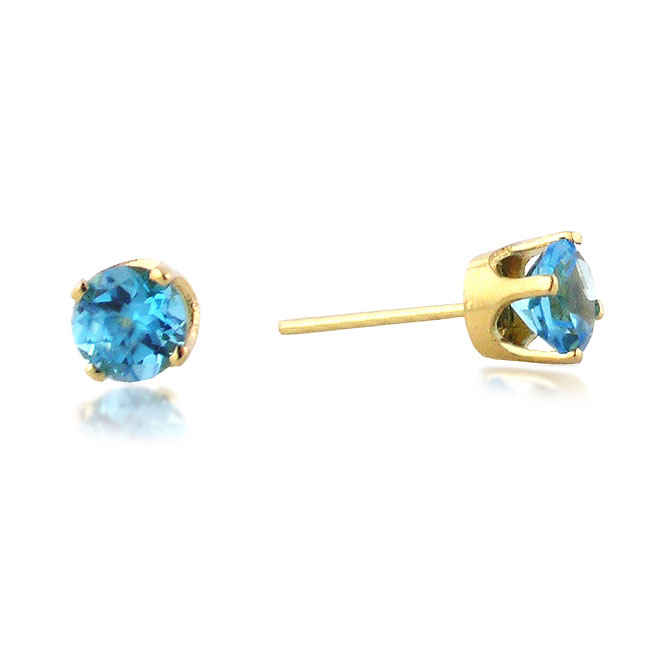 
14k Yellow 6 mm Round Blue Topaz Stud Earrings
