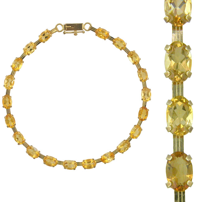 
10k Yellow 6x4 mm Oval Citrine Bracelet - 7 Inch
