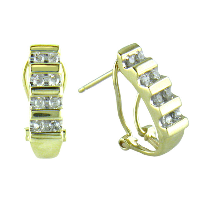 
10k Yellow Omega Back Diamond Earrings
