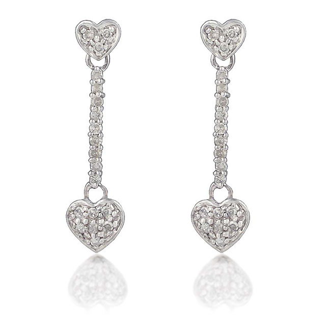 
10k White Heart Drop Diamond Earrings
