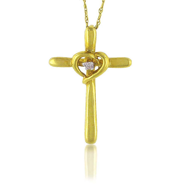 
10k Yellow Cross Diamond Pendant
