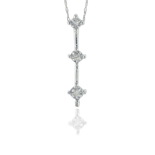 
10k White 3 Stone Drop Round Diamond Pendant
