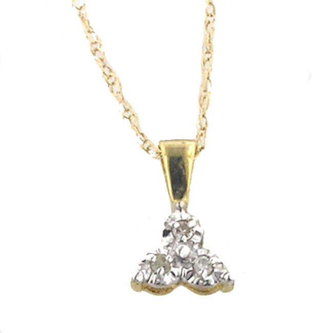 
10k Yellow 3 Stone Drop Round Diamond Pendant
