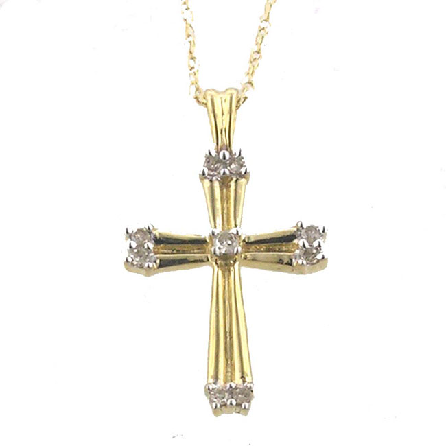 
10k Yellow Cross Diamond Pendant
