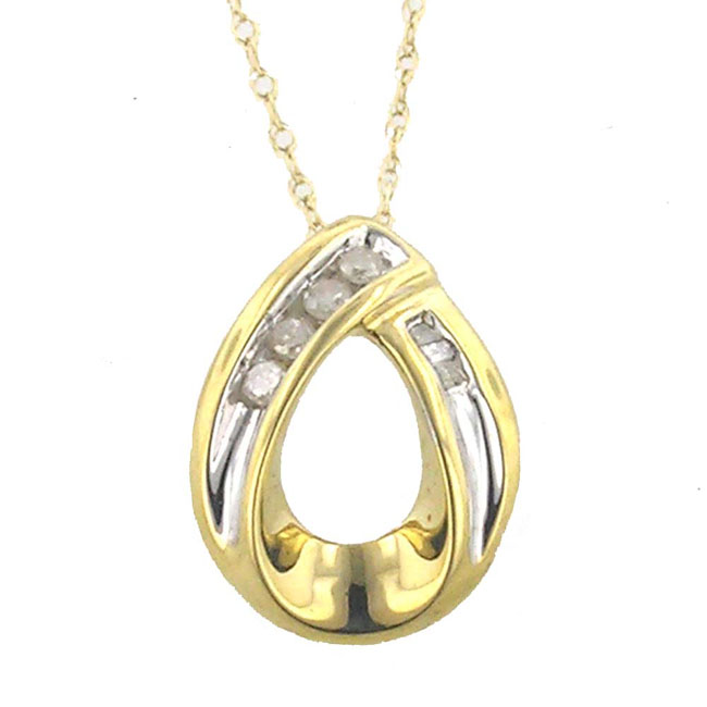 
10k Yellow Tear Drop Diamond Pendant
