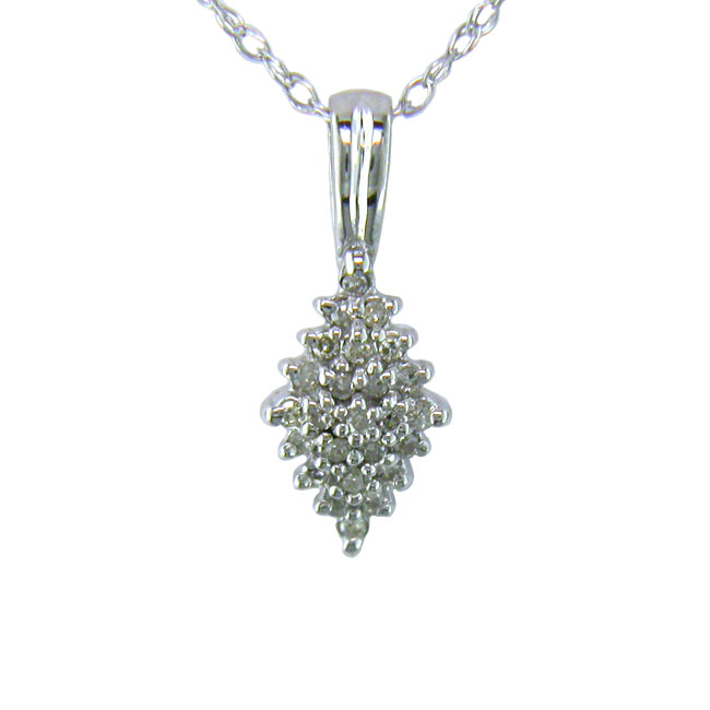 
10k White Cluster Diamond Pendant
