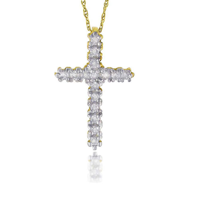 
10k Yellow Cross Diamond Pendant
