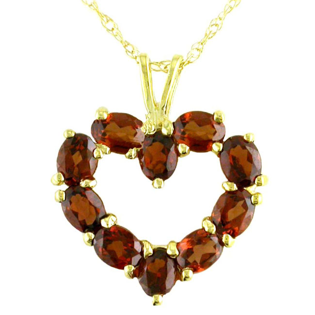 
10k Yellow 4x3 mm Heart Shaped Oval Garnet Pendant
