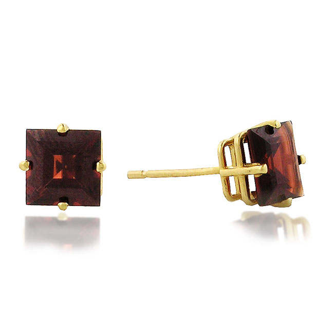 
14k Yellow 6 mm Square Garnet Stud Earrings
