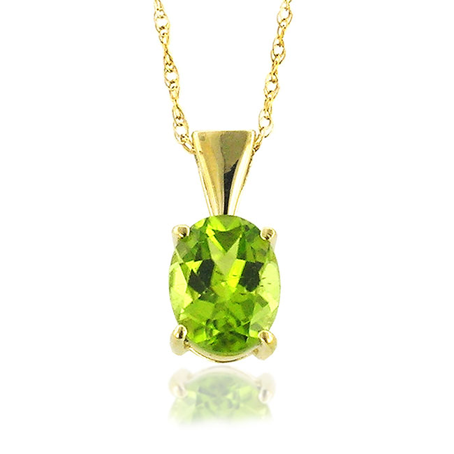 
14k Yellow 9x7 mm Oval Peridot Pendant
