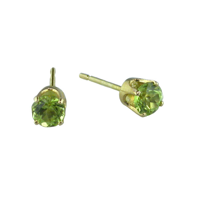 
14k Yellow 4 mm Round Peridot Stud Earrings
