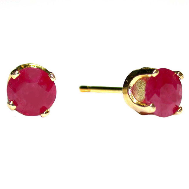 
10k Yellow 3 mm Round Ruby Stud Earrings
