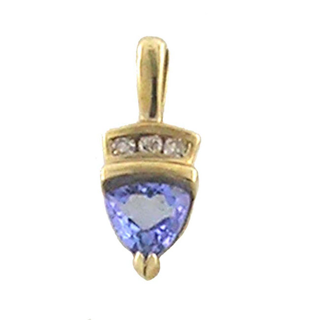 
10k Yellow 5 mm Trillion Tanzanite and Diamond Pendant
