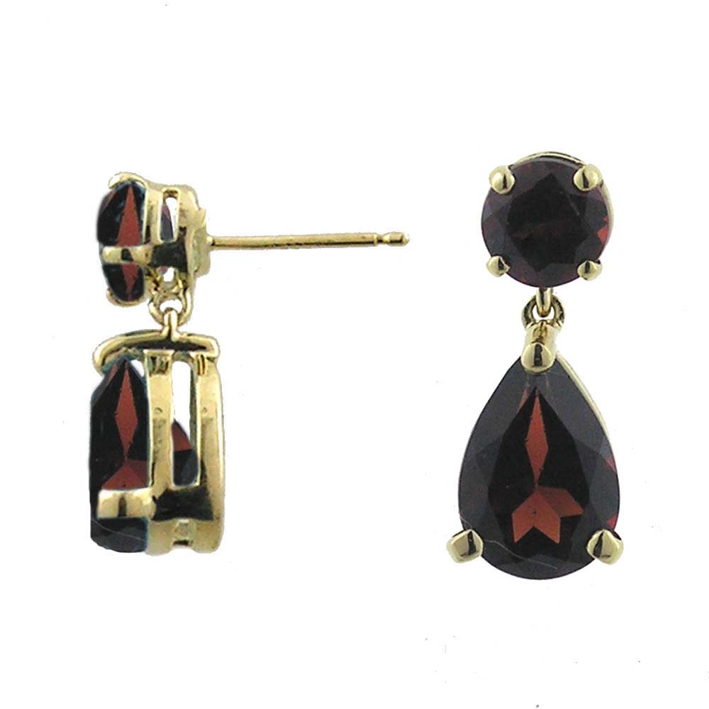 
10k Yellow 9x6 mm Drop Pear Garnet Earrings
