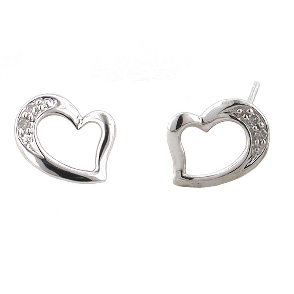 
10k White Heart Diamond Earrings
