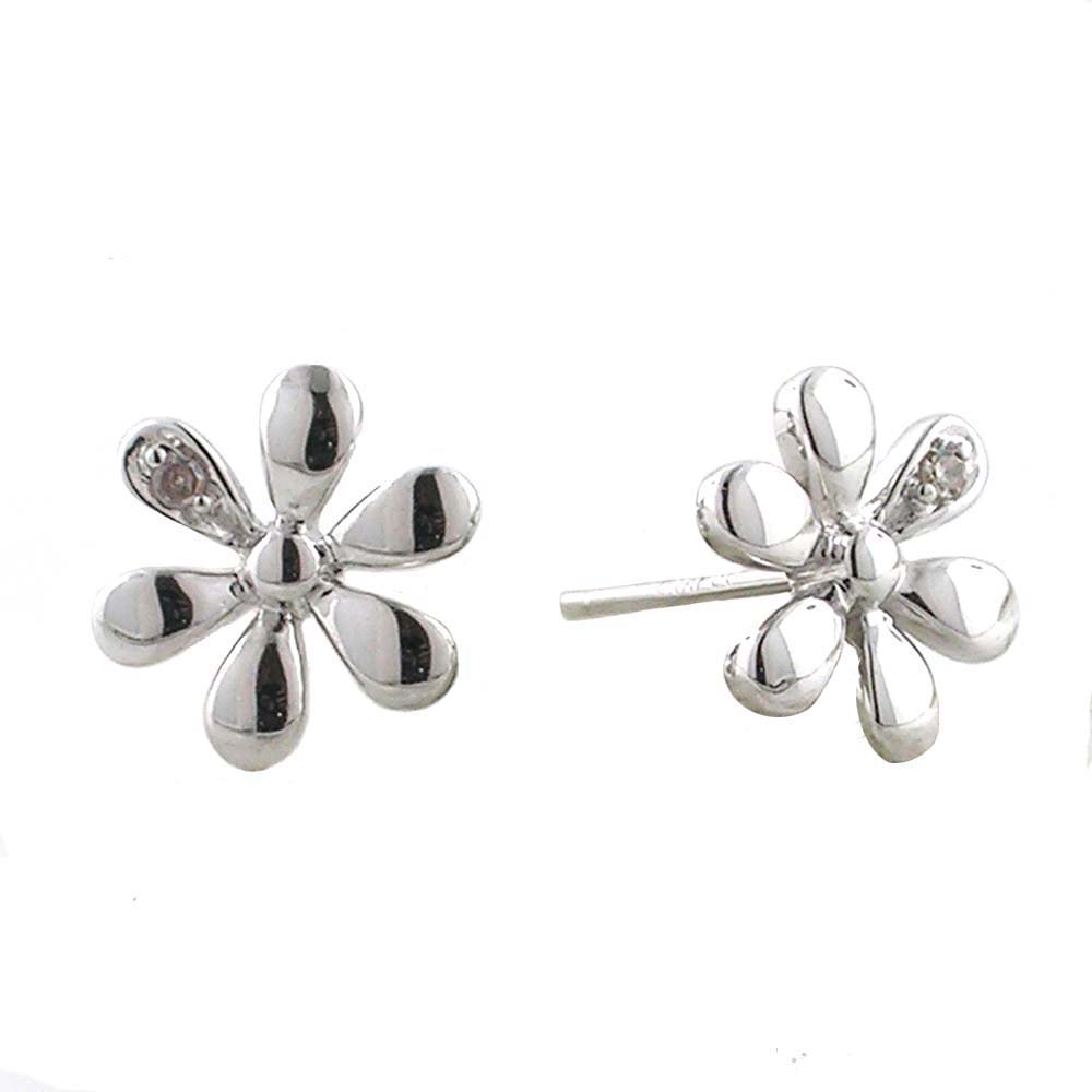 
10k White Flower Diamond Earrings
