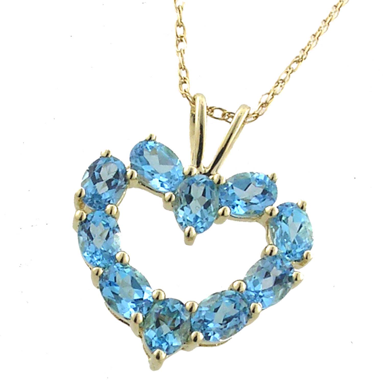 
10k Yellow 4x3 mm Oval Heart Blue Topaz Pendant
