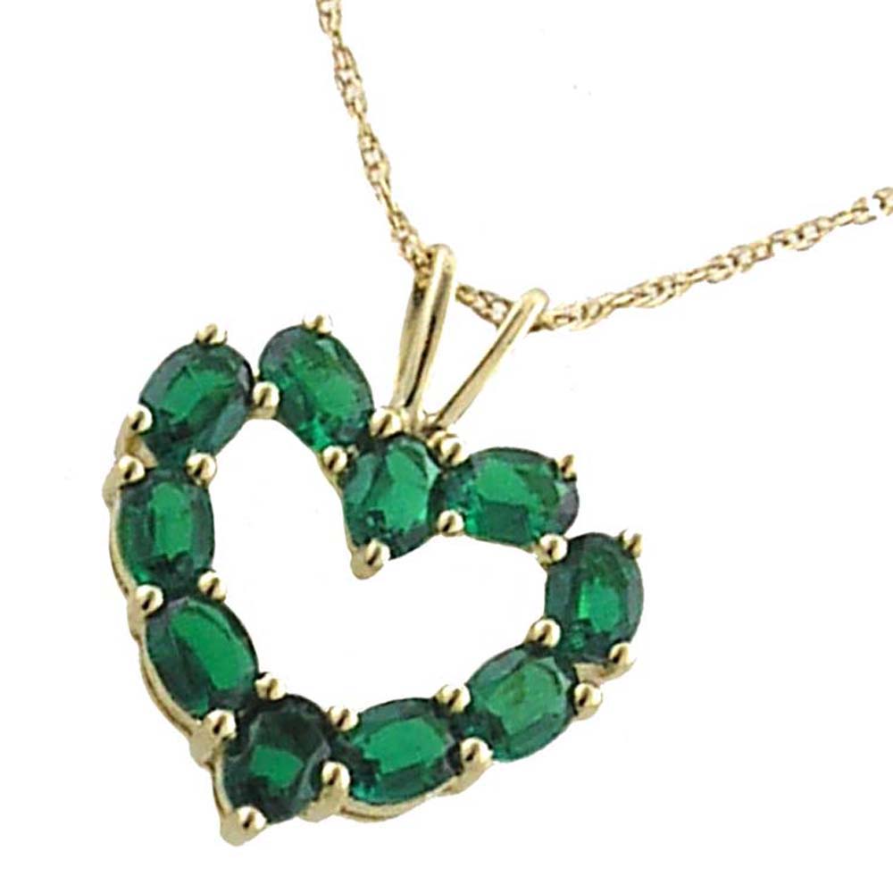 
10k Yellow 4x3 mm Oval Green Heart Cubic Zirconia Pendant
