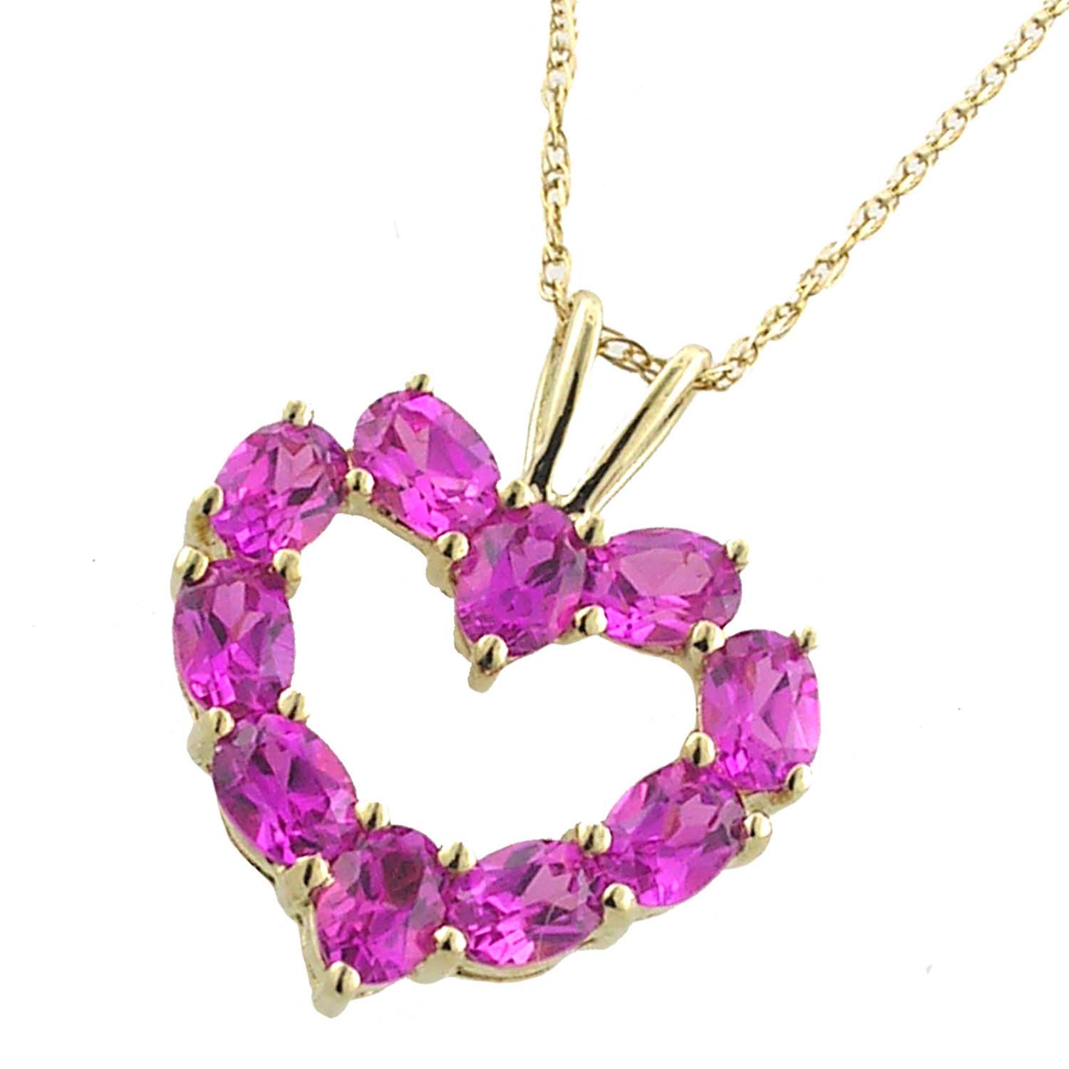 
10k Yellow 4x3 mm Oval Pink Heart Cubic Zirconia Pendant
