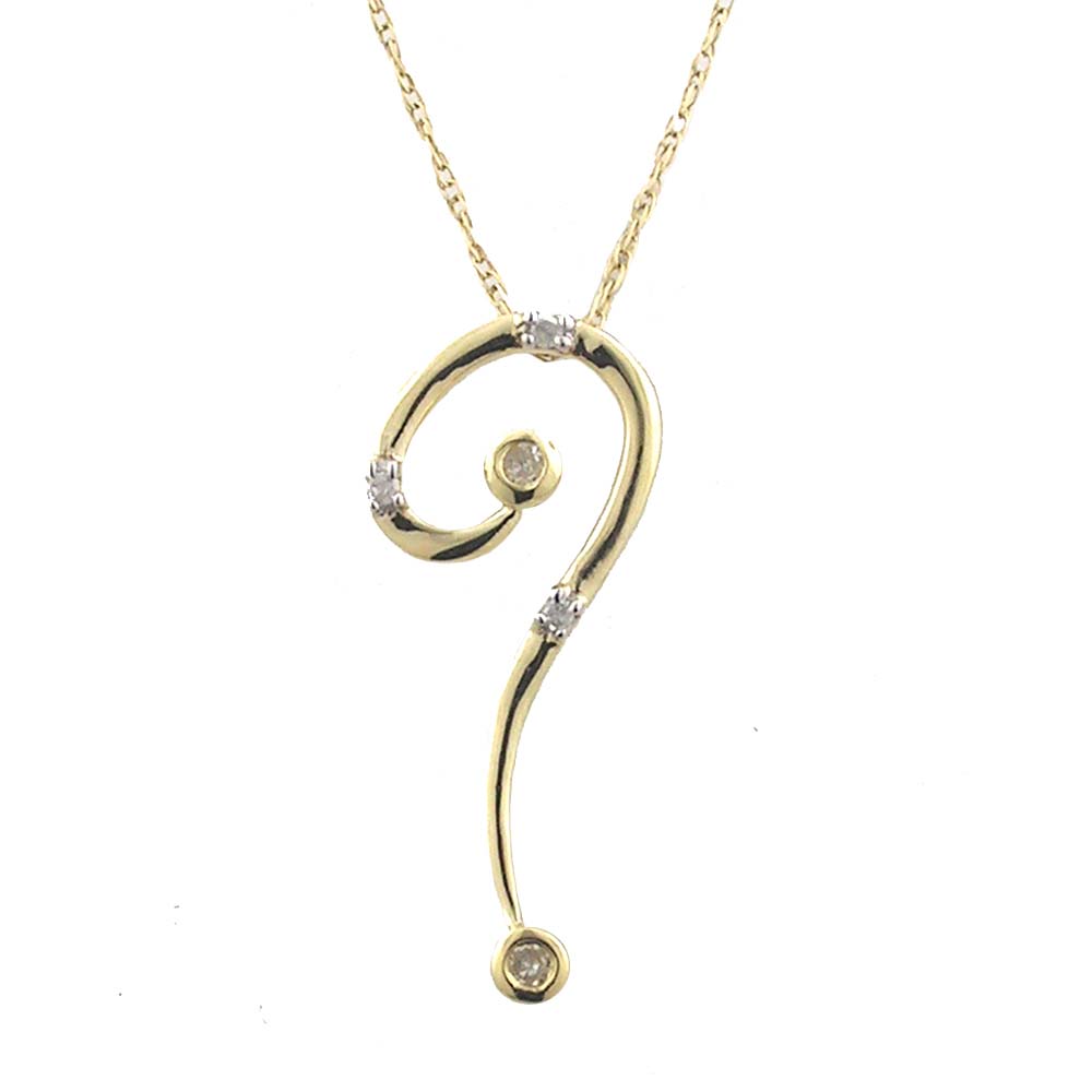 
10k Yellow Question Mark Diamond Pendant
