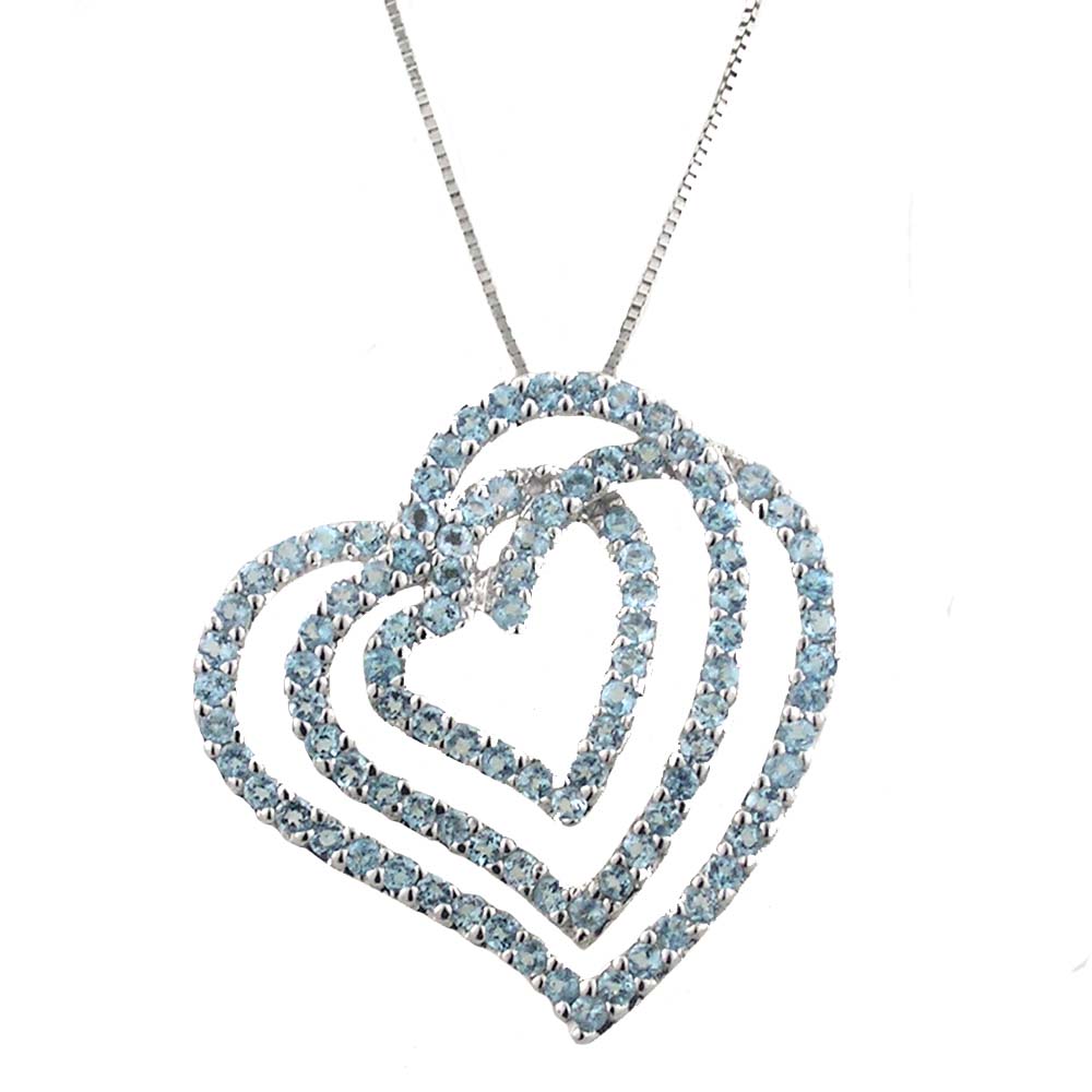 
10k White Heart Blue Topaz Pendant
