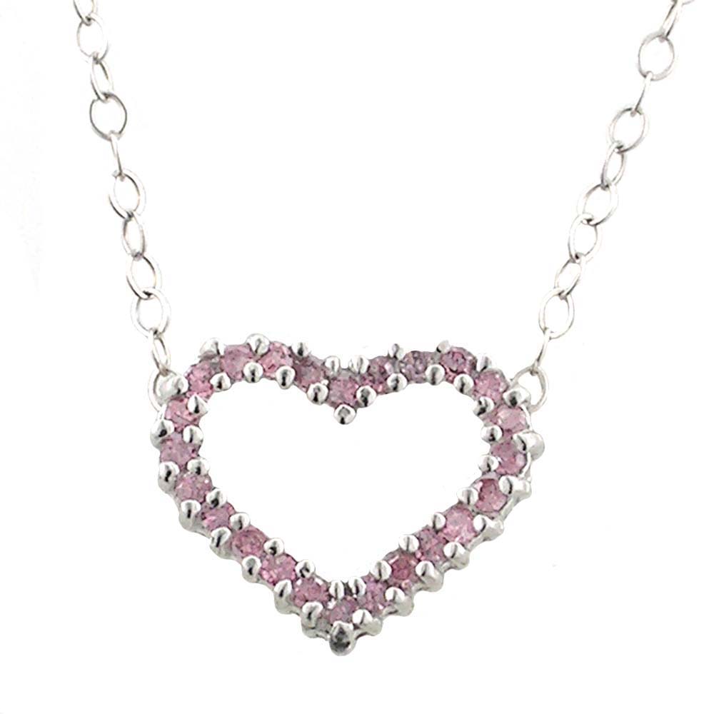 
10k White Heart Pink Diamond Pendant
