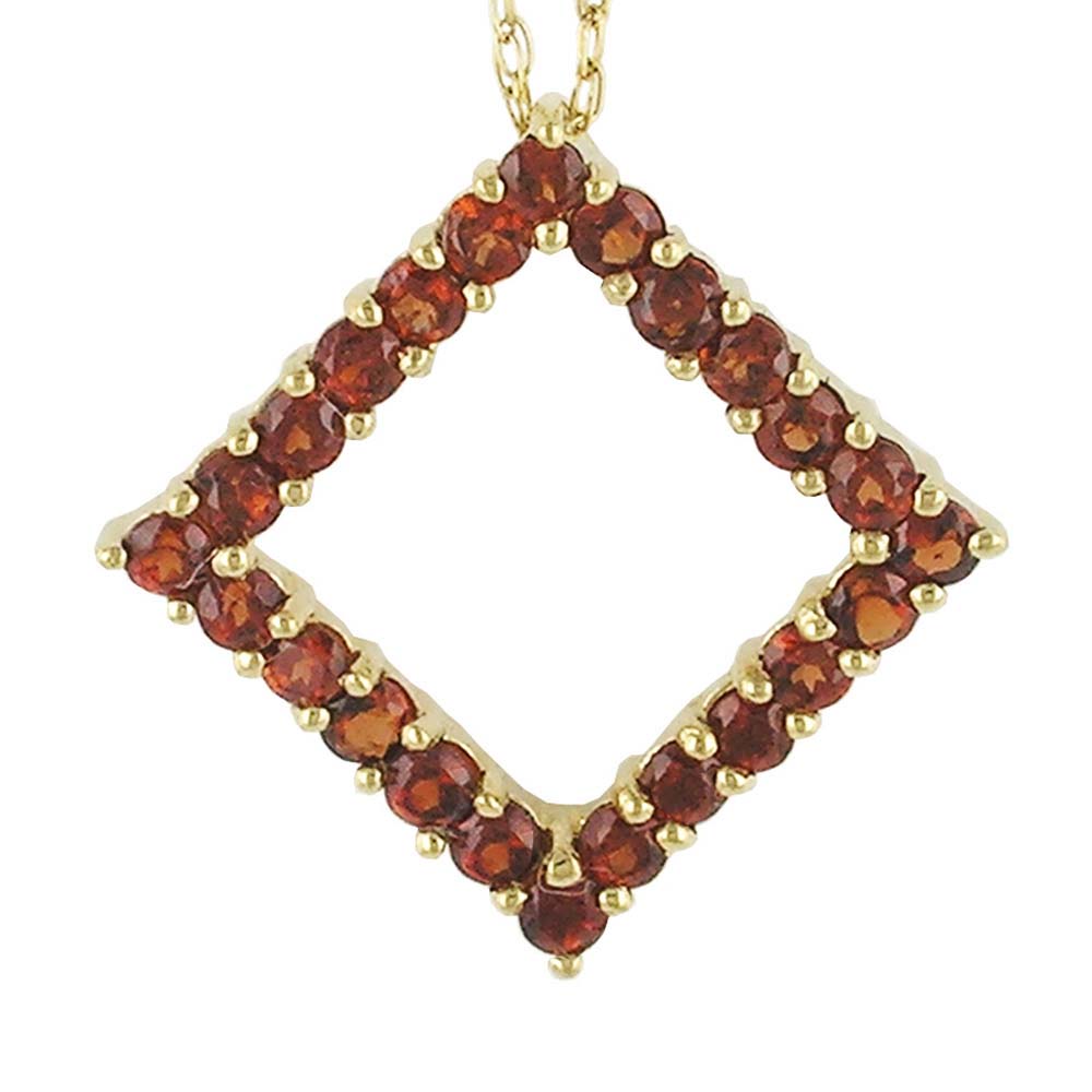 
10k Yellow Geometric Square Design Garnet Pendant
