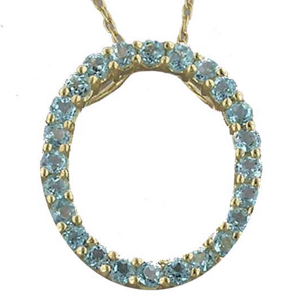 
10k Yellow Geometric Round Design Blue Topaz Pendant
