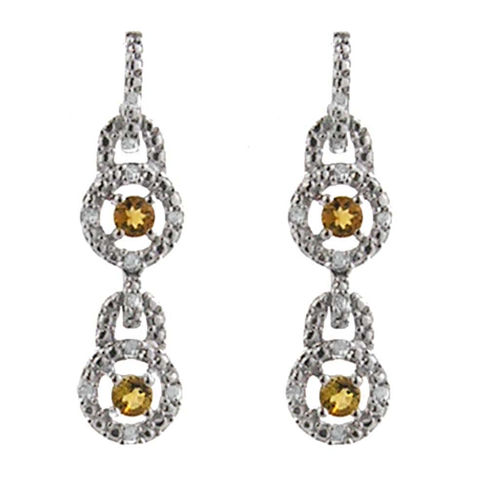 
10k White Dangle Citrine and Diamond Earrings
