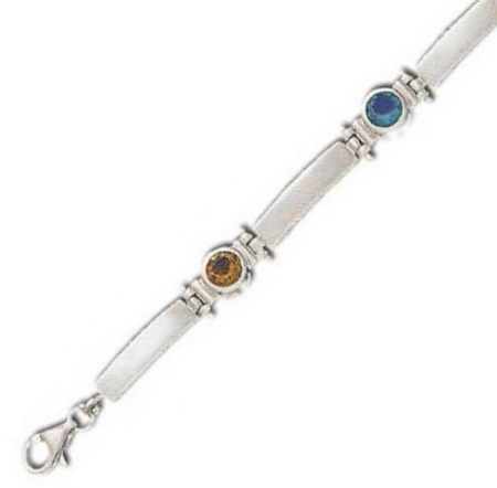 
Bold Multi-Gem Bezel Set Round 5 mm Cubic Zirconia Silver Bracelet
