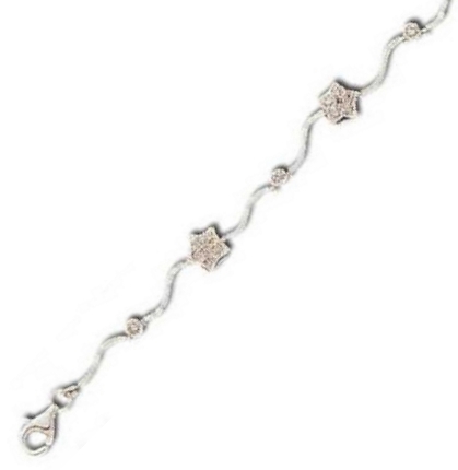 
Star Shape Wavy Round 1 mm Cubic Zirconia Silver Bracelet
