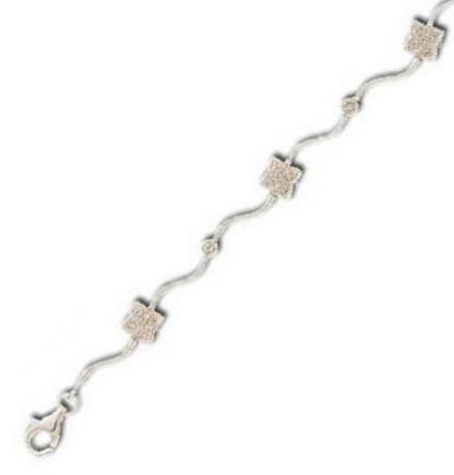 
Star Shape Wavy Round Cubic Zirconia Silver Bracelet
