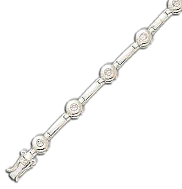 
Bold Bezel Set Station Round 3 mm Cubic Zirconia Silver Bracelet
