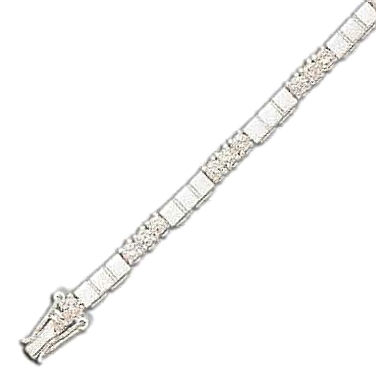 
Square Station Three Stones Round 3 mm Cubic Zirconia Silver Bracelet
