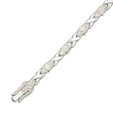 
X Desing Three Stones Round Cubic Zirconia Silver Bracelet
